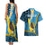 Sanma Province Couples Matching Tank Maxi Dress and Hawaiian Shirt Vanuatu Pattern Myna Bird - Plumeria Flag Color