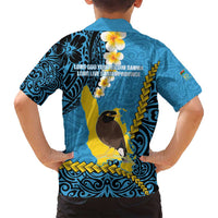 Sanma Province Family Matching Long Sleeve Bodycon Dress and Hawaiian Shirt Vanuatu Pattern Myna Bird - Plumeria Flag Color