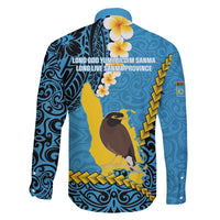Sanma Province Family Matching Long Sleeve Bodycon Dress and Hawaiian Shirt Vanuatu Pattern Myna Bird - Plumeria Flag Color