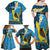 Sanma Province Family Matching Off Shoulder Maxi Dress and Hawaiian Shirt Vanuatu Pattern Myna Bird - Plumeria Flag Color