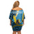 Sanma Province Family Matching Off Shoulder Short Dress and Hawaiian Shirt Vanuatu Pattern Myna Bird - Plumeria Flag Color