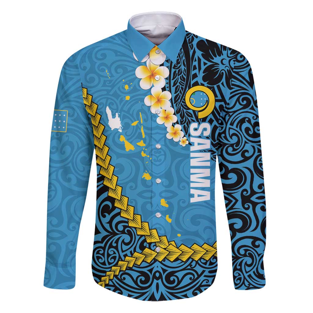 Sanma Province Family Matching Puletasi and Hawaiian Shirt Vanuatu Pattern Myna Bird - Plumeria Flag Color