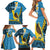 Sanma Province Family Matching Short Sleeve Bodycon Dress and Hawaiian Shirt Vanuatu Pattern Myna Bird - Plumeria Flag Color