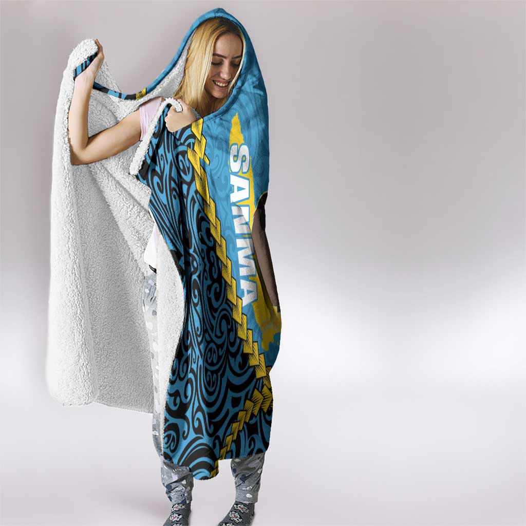 Sanma Province Hooded Blanket Vanuatu Pattern Myna Bird - Plumeria Flag Color LT14 - Polynesian Pride