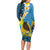 Sanma Province Long Sleeve Bodycon Dress Vanuatu Pattern Myna Bird - Plumeria Flag Color