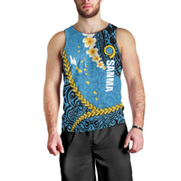 Sanma Province Men Tank Top Vanuatu Pattern Myna Bird - Plumeria Flag Color LT14 - Polynesian Pride