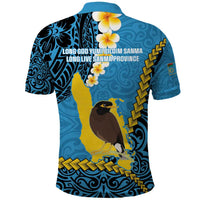 Sanma Province Polo Shirt Vanuatu Pattern Myna Bird - Plumeria Flag Color