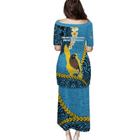 Sanma Province Puletasi Vanuatu Pattern Myna Bird - Plumeria Flag Color LT14 - Polynesian Pride