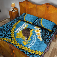 Sanma Province Quilt Bed Set Vanuatu Pattern Myna Bird - Plumeria Flag Color LT14 - Polynesian Pride