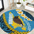 Sanma Province Round Carpet Vanuatu Pattern Myna Bird - Plumeria Flag Color