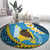 Sanma Province Round Carpet Vanuatu Pattern Myna Bird - Plumeria Flag Color