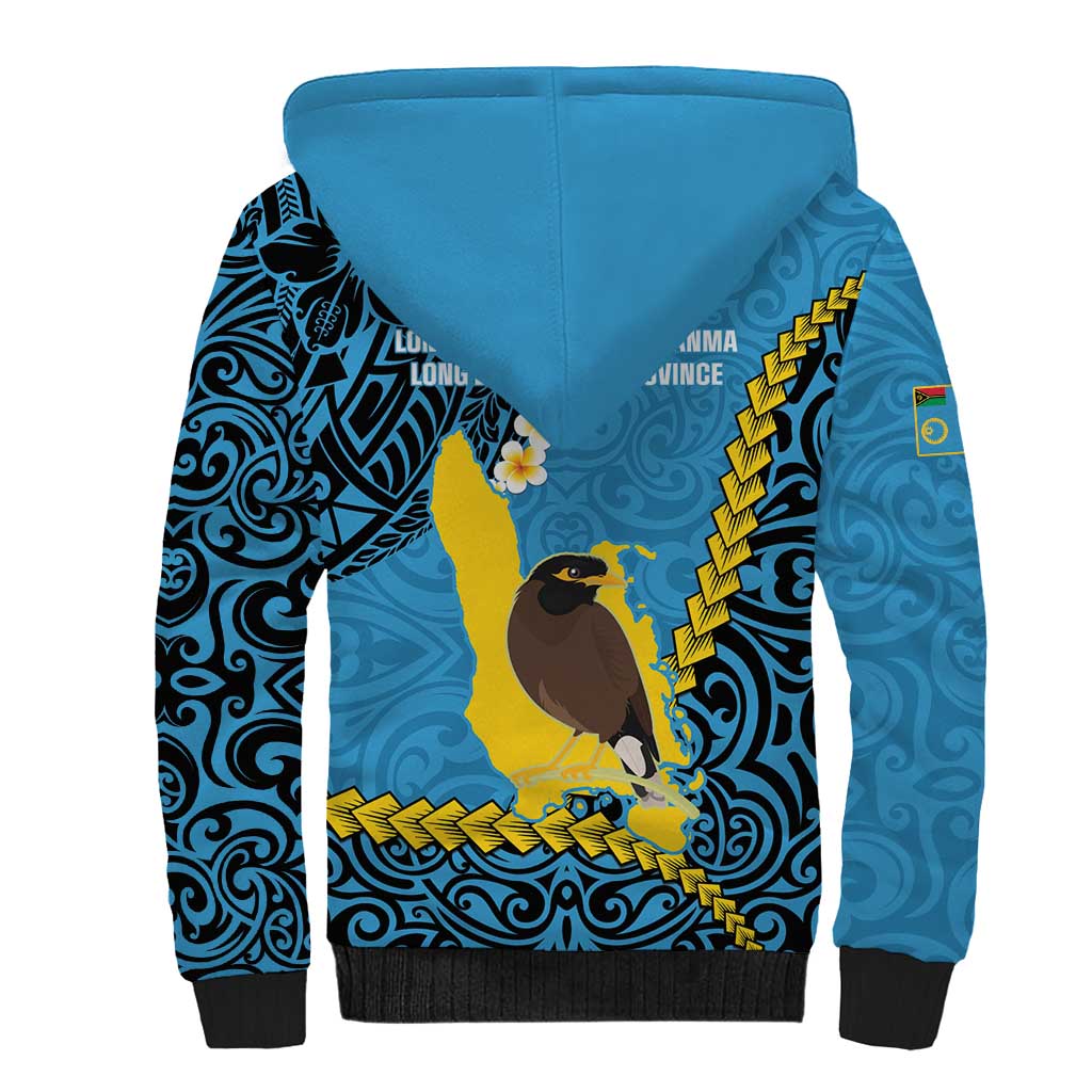 Sanma Province Sherpa Hoodie Vanuatu Pattern Myna Bird - Plumeria Flag Color LT14 - Polynesian Pride