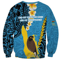 Sanma Province Sweatshirt Vanuatu Pattern Myna Bird - Plumeria Flag Color LT14 - Polynesian Pride