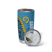 Sanma Province Tumbler Cup Vanuatu Pattern Myna Bird With Plumeria Flag Color LT14 - Polynesian Pride