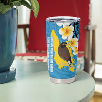 Sanma Province Tumbler Cup Vanuatu Pattern Myna Bird With Plumeria Flag Color LT14 - Polynesian Pride
