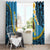 Sanma Province Window Curtain Vanuatu Pattern Myna Bird - Plumeria Flag Color