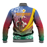 Shefa Province Baseball Jacket Vanuatu Pattern Map - Plumeria Flag Color LT14 - Polynesian Pride