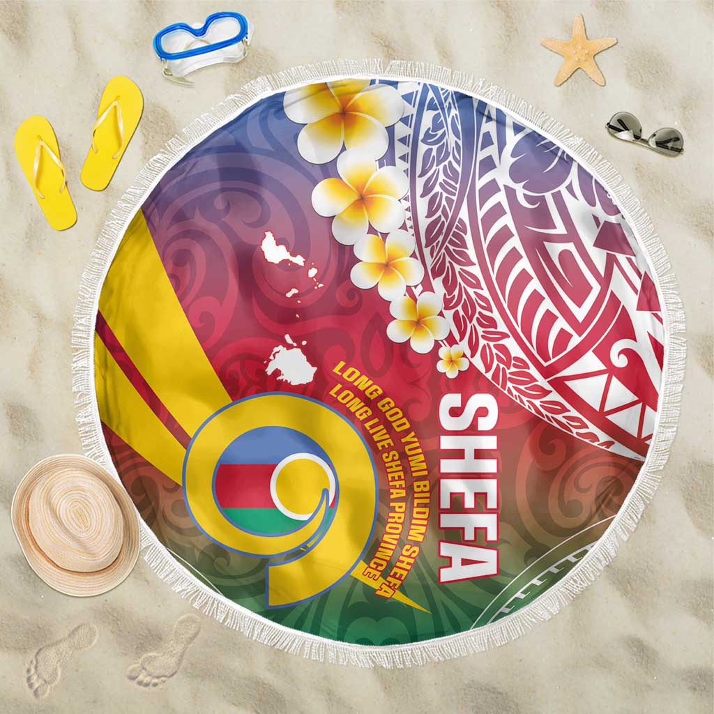 Shefa Province Beach Blanket Vanuatu Pattern Map - Plumeria Flag Color LT14 One Size 150cm Red - Polynesian Pride