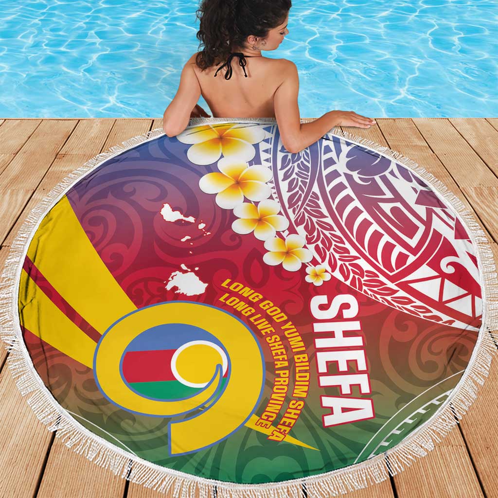 Shefa Province Beach Blanket Vanuatu Pattern Map - Plumeria Flag Color LT14 - Polynesian Pride