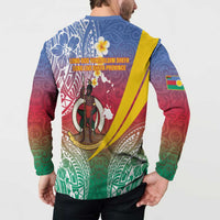 Shefa Province Button Sweatshirt Vanuatu Pattern Map - Plumeria Flag Color LT14 - Polynesian Pride