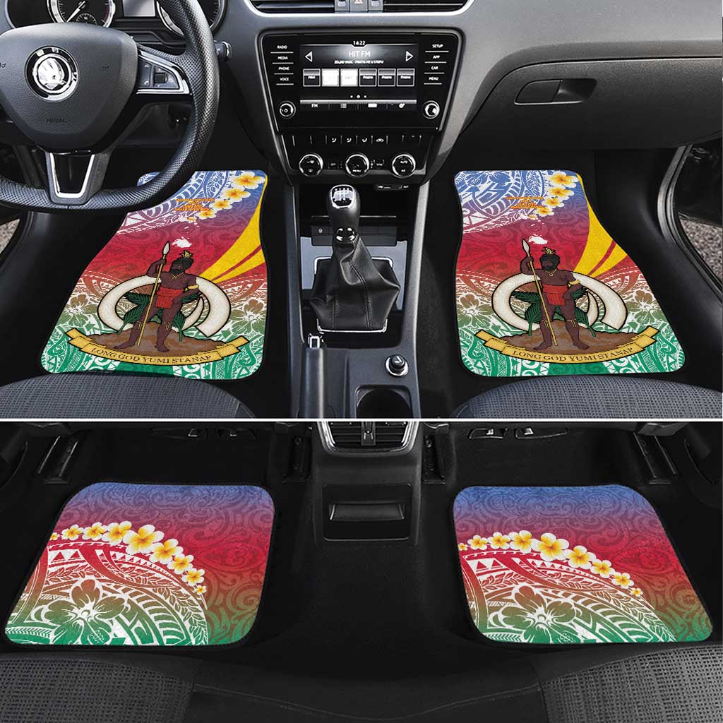 Shefa Province Car Mats Vanuatu Pattern Map - Plumeria Flag Color LT14 Set 4pcs Red - Polynesian Pride