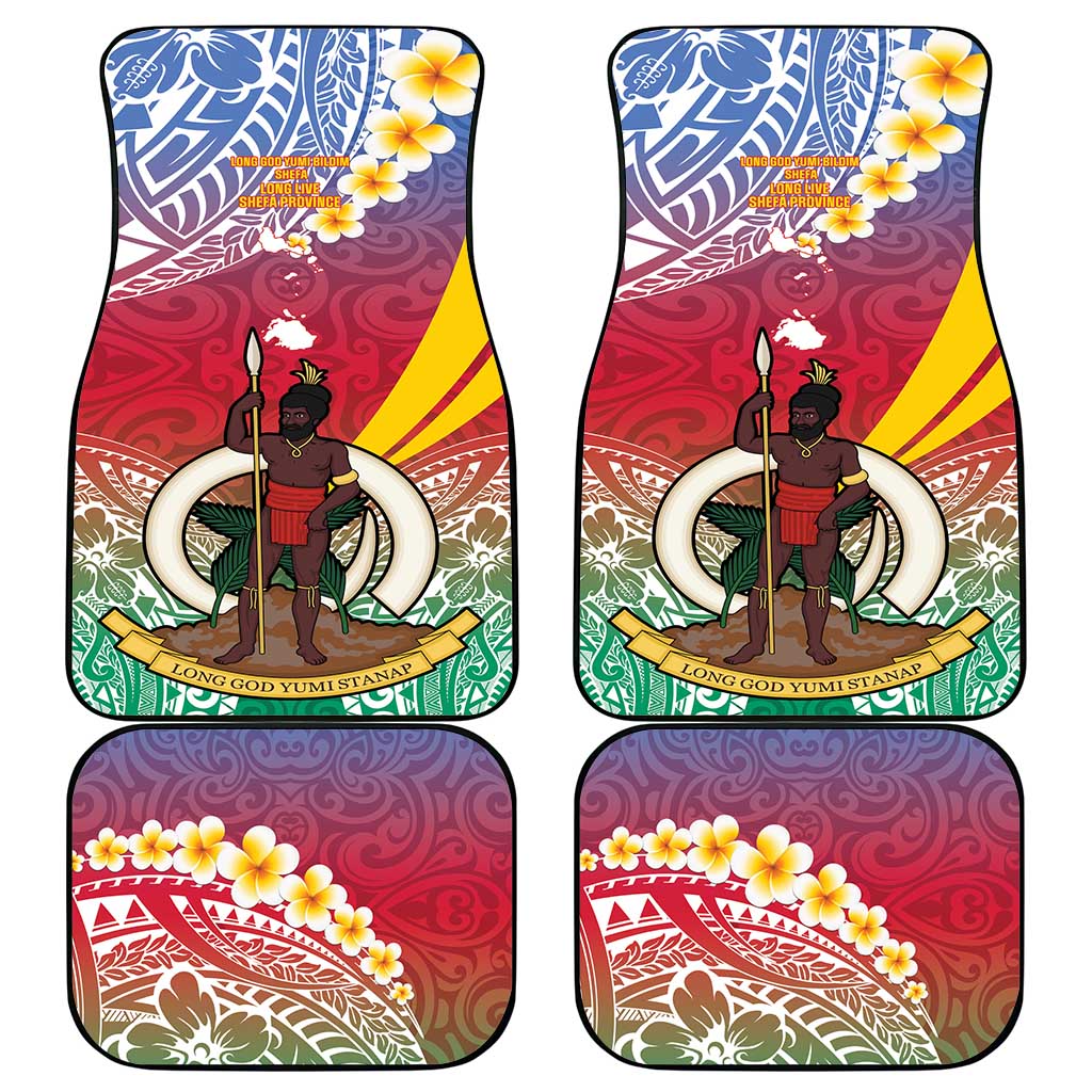 Shefa Province Car Mats Vanuatu Pattern Map - Plumeria Flag Color LT14 - Polynesian Pride