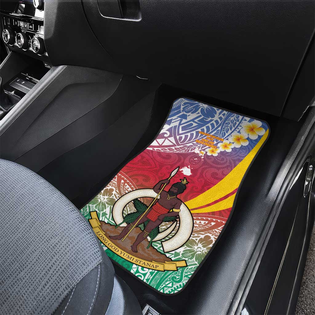 Shefa Province Car Mats Vanuatu Pattern Map - Plumeria Flag Color LT14 - Polynesian Pride