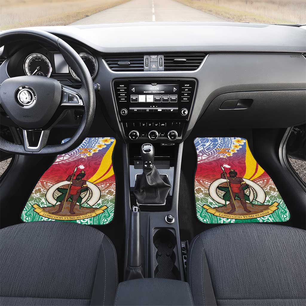 Shefa Province Car Mats Vanuatu Pattern Map - Plumeria Flag Color LT14 Set 2pcs - Front Red - Polynesian Pride