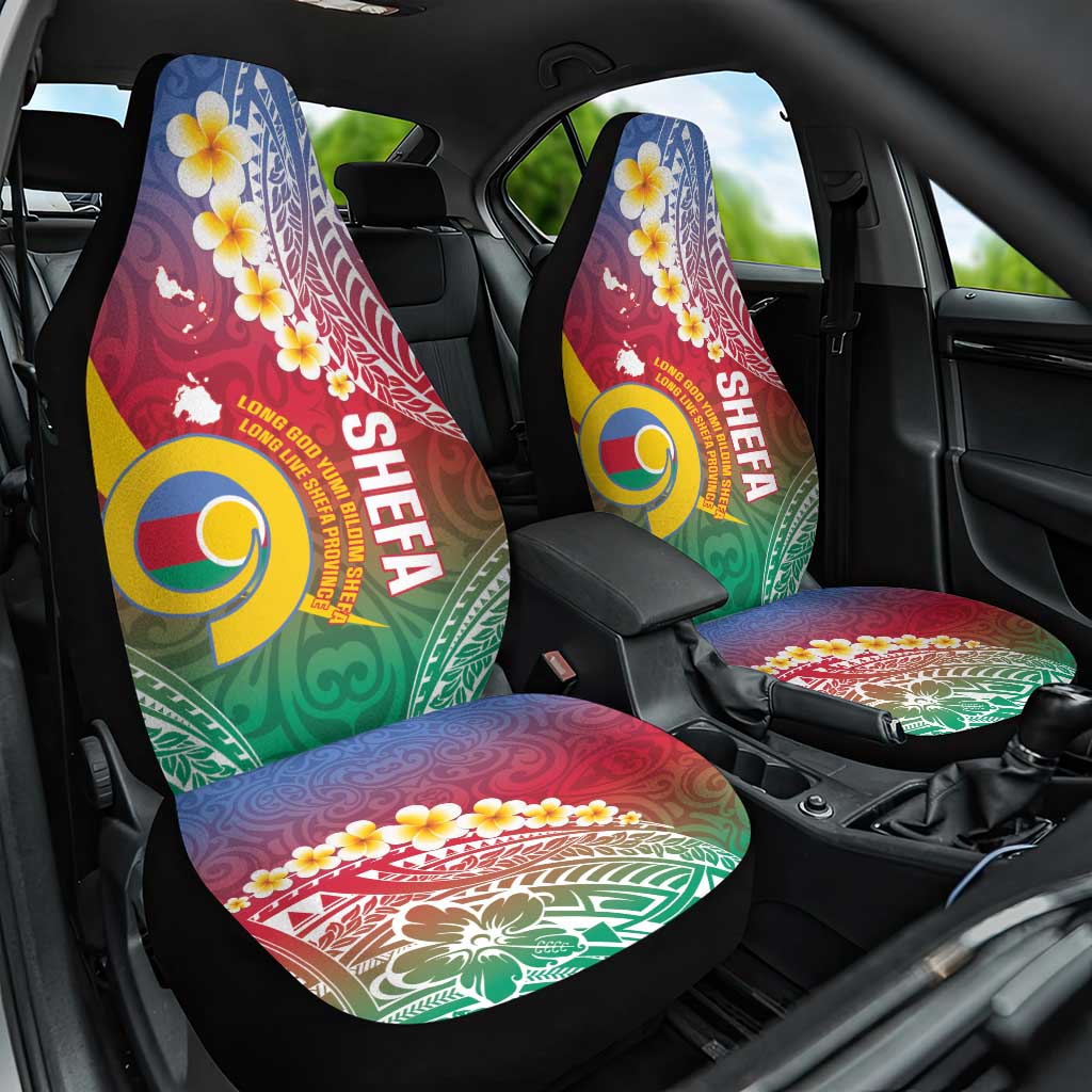 Shefa Province Car Seat Cover Vanuatu Pattern Map - Plumeria Flag Color