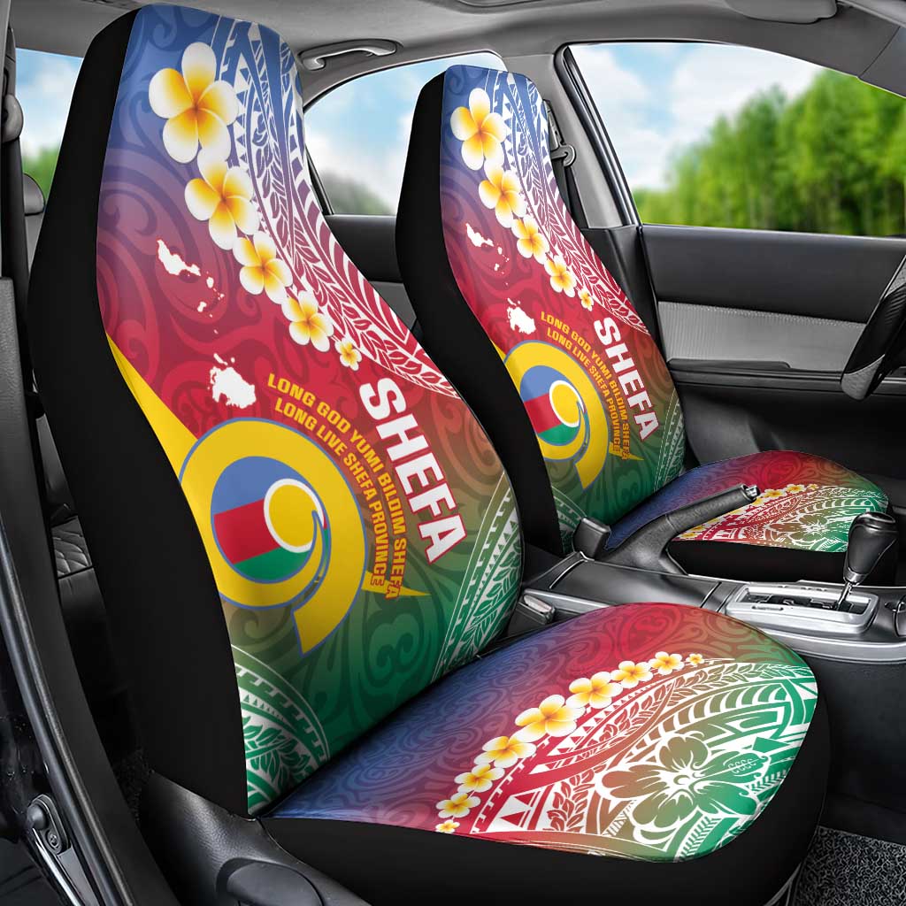 Shefa Province Car Seat Cover Vanuatu Pattern Map - Plumeria Flag Color