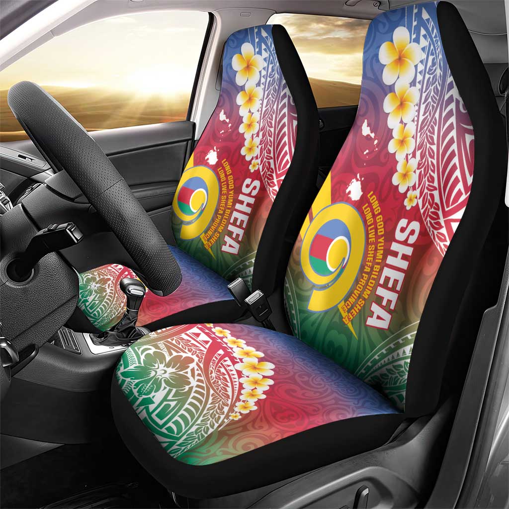Shefa Province Car Seat Cover Vanuatu Pattern Map - Plumeria Flag Color