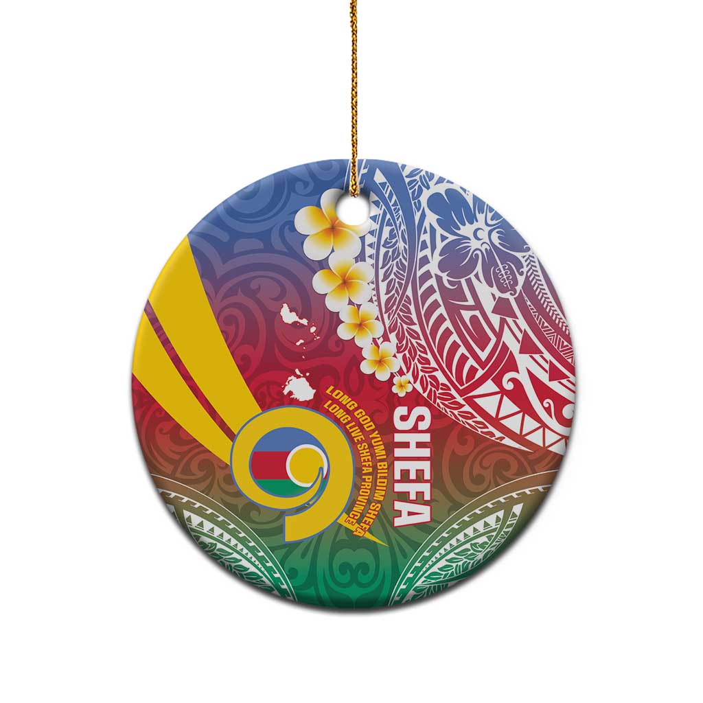 Shefa Province Ceramic Ornament Vanuatu Pattern Map - Plumeria Flag Color LT14 - Polynesian Pride