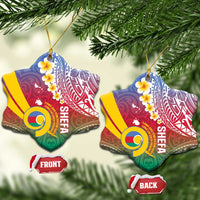 Shefa Province Ceramic Ornament Vanuatu Pattern Map - Plumeria Flag Color LT14 Snow Flake Red - Polynesian Pride