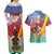 Shefa Province Couples Matching Off Shoulder Maxi Dress and Hawaiian Shirt Vanuatu Pattern Map - Plumeria Flag Color