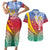 Shefa Province Couples Matching Short Sleeve Bodycon Dress and Hawaiian Shirt Vanuatu Pattern Map - Plumeria Flag Color