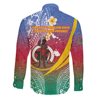 Shefa Province Family Matching Long Sleeve Bodycon Dress and Hawaiian Shirt Vanuatu Pattern Map - Plumeria Flag Color