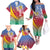 Shefa Province Family Matching Off The Shoulder Long Sleeve Dress and Hawaiian Shirt Vanuatu Pattern Map - Plumeria Flag Color