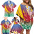 Shefa Province Family Matching Off Shoulder Short Dress and Hawaiian Shirt Vanuatu Pattern Map - Plumeria Flag Color