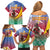 Shefa Province Family Matching Off Shoulder Short Dress and Hawaiian Shirt Vanuatu Pattern Map - Plumeria Flag Color