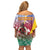 Shefa Province Family Matching Off Shoulder Short Dress and Hawaiian Shirt Vanuatu Pattern Map - Plumeria Flag Color