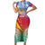 Shefa Province Family Matching Short Sleeve Bodycon Dress and Hawaiian Shirt Vanuatu Pattern Map - Plumeria Flag Color