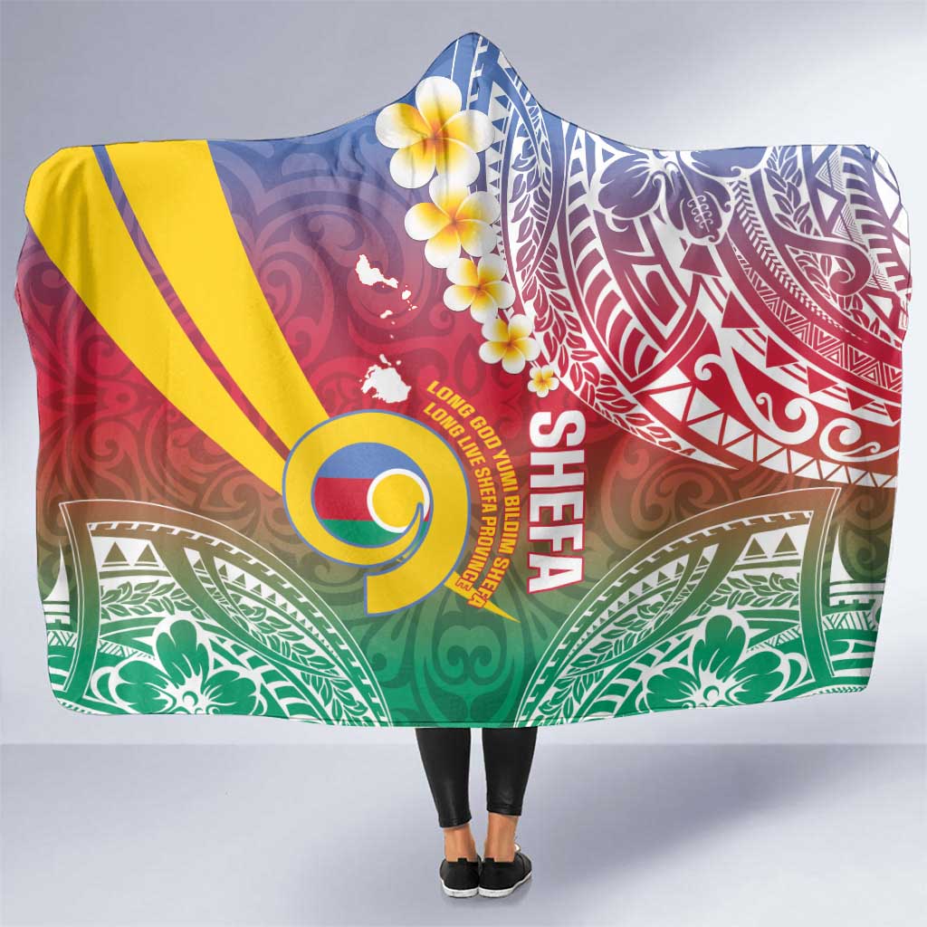 Shefa Province Hooded Blanket Vanuatu Pattern Map - Plumeria Flag Color LT14 One Size Red - Polynesian Pride