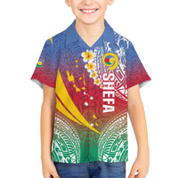 Shefa Province Kid Hawaiian Shirt Vanuatu Pattern Map - Plumeria Flag Color