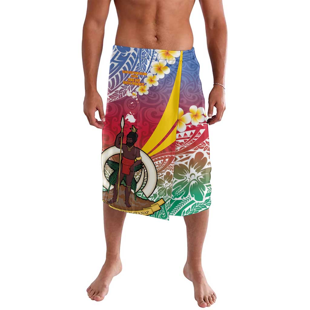 Shefa Province Lavalava Vanuatu Pattern Map - Plumeria Flag Color LT14 Red - Polynesian Pride