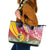 Shefa Province Leather Tote Bag Vanuatu Pattern Map - Plumeria Flag Color