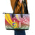 Shefa Province Leather Tote Bag Vanuatu Pattern Map - Plumeria Flag Color