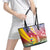 Shefa Province Leather Tote Bag Vanuatu Pattern Map - Plumeria Flag Color