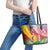 Shefa Province Leather Tote Bag Vanuatu Pattern Map - Plumeria Flag Color