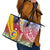 Shefa Province Leather Tote Bag Vanuatu Pattern Map - Plumeria Flag Color