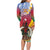 Shefa Province Long Sleeve Bodycon Dress Vanuatu Pattern Map - Plumeria Flag Color